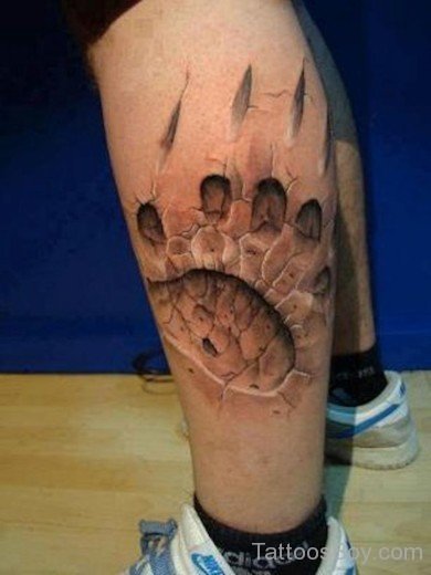 Paw Tattoo On Leg