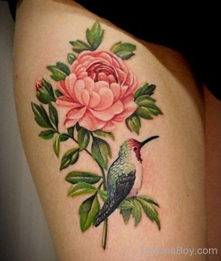 Pink Flower Tattoo On Thigh-TB1125