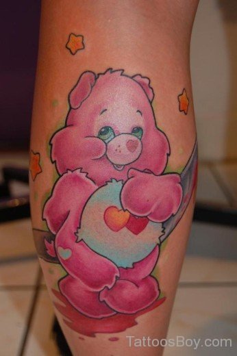 Pink Teddy Bear Tattoo Design-TB131