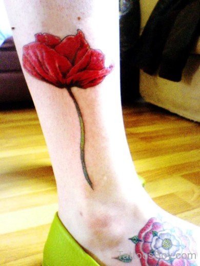 Poppy Flower Tattoo Design On Ankle-TB1042