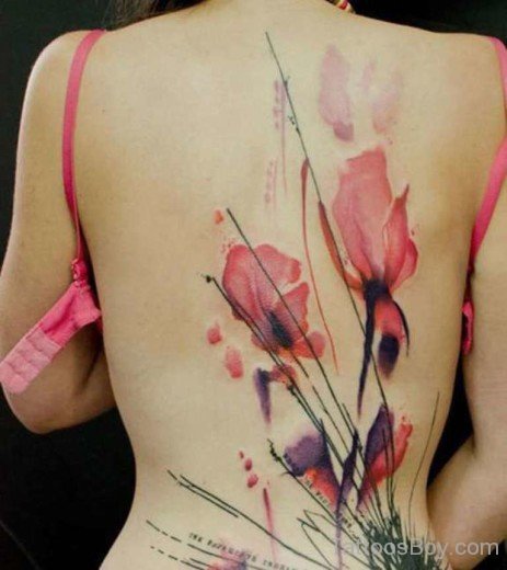Poppy Flower Tattoo Design On  Back  43-TB1041