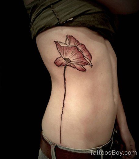 Poppy Flower Tattoo Design On Rib-TB1045