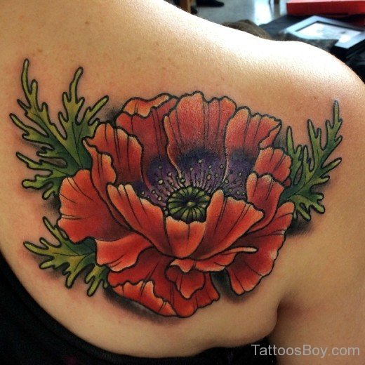 Poppy Flower Tattoo On Back-TB109