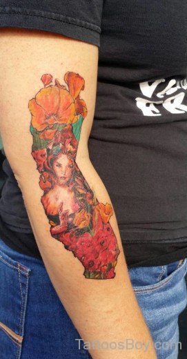 Poppy Flower Tattoo On Elbow-TB110