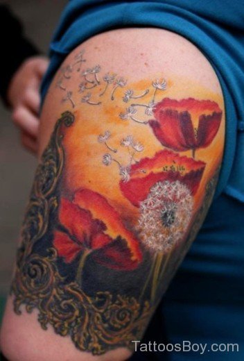 Poppy Flower Tattoo On Half Sleeve-TB1053