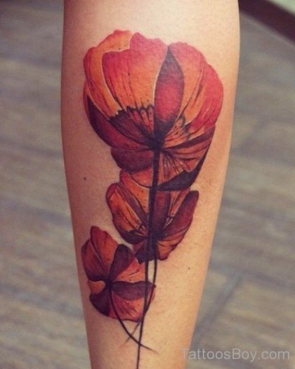 Poppy Flower Tattoo On Leg-TB111
