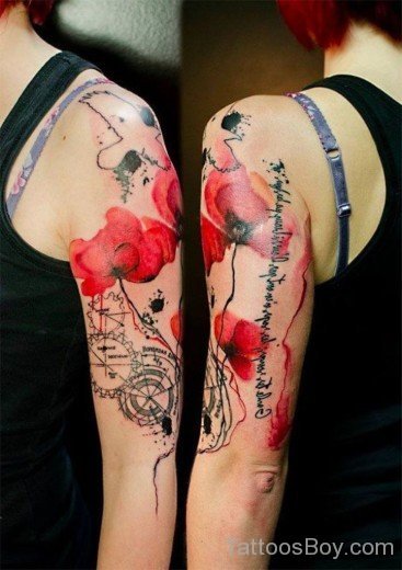 Poppy Flower Tattoo On Shoulder-TB1058