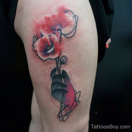 Poppy Flower Tattoo On Thigh-TB112