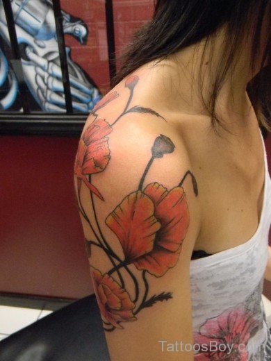 Poppy Tattoo Design On Shoulder-TB114