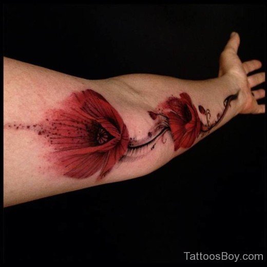 Poppy Tattoo On Arm-TB1075