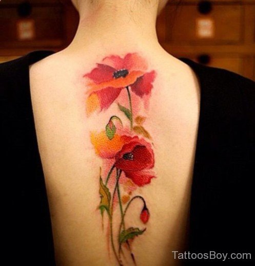 Poppy Tattoo On Back-TB1076