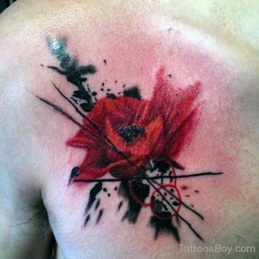 Poppy Tattoo On Chest-TB1077