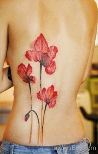 Poppy Tattoo On Lower Back-TB116