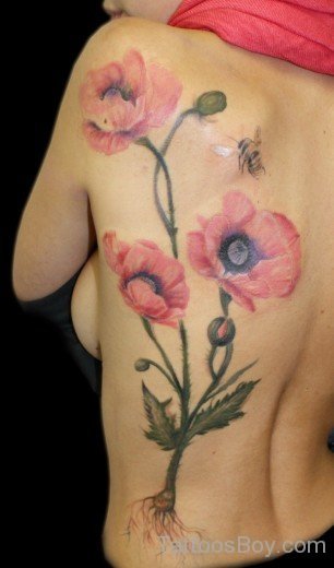 Poppy Tattoo On Rib-TB1078