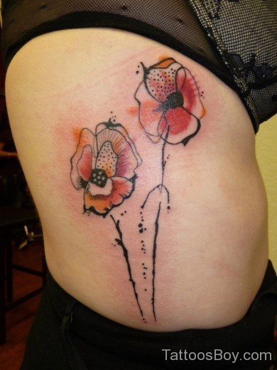 Poppy Tattoo On Rib