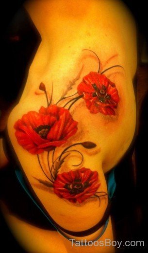 Poppy Tattoo On Shoulder-TB1079