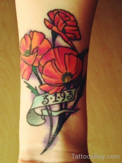 Poppy Tattoo On Wrist 4-TB1080