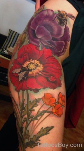 Poppy Tattoo design On Thigh-TB1071