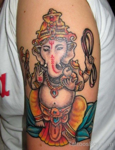 Pretty Ganesha Tattoo On Half Sleeve-TB1178