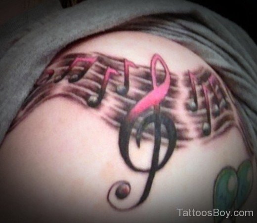 Pretty Music Tattoo On Shoulder- TB1090