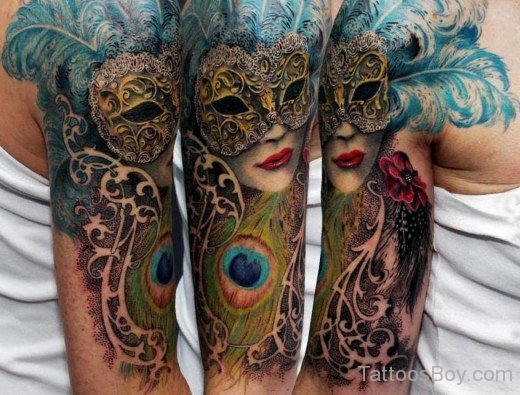 Pretty Venetian Mask Tattoo-TB1077