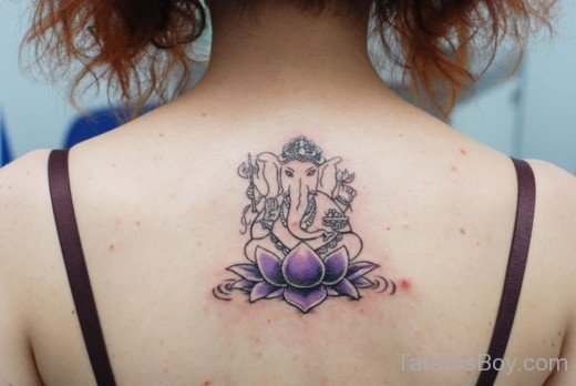 Purple Ganesha Tattoo On Back-TB1180