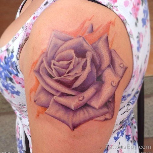 Purple Rose Tattoo On Shoulder-TB12069