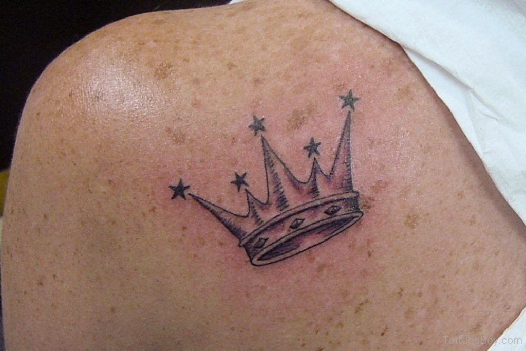 Queen Crown Tattoo On Back.