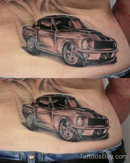 Realistic Car Tattoo On Lower Back-TB149