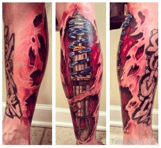 Realistic Mechanic Tattoo On Leg-TB12121