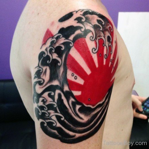 Red And Black Japanese Sun Tattoo-TB1053