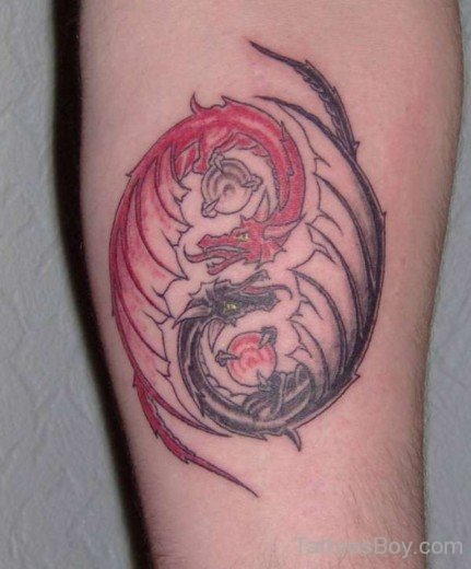 Red And Black Yin Yang Tattoo-TB1244