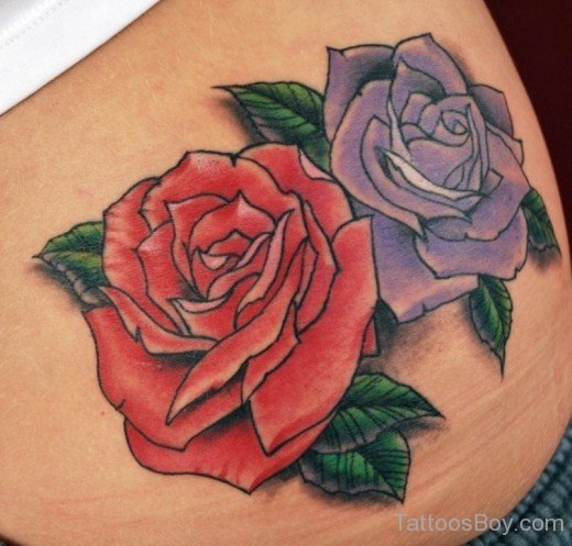Red And Blue Rose Tattoo