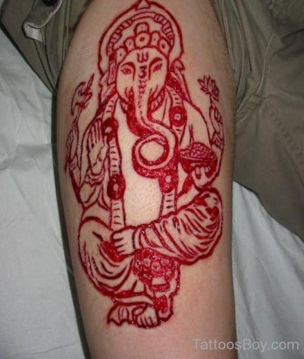 Red Ganesha Tattoo Design-TB1181
