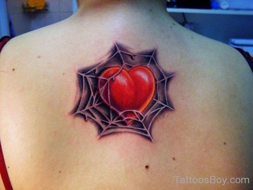 Red Heart And Spiderweb Tattoo-TB129