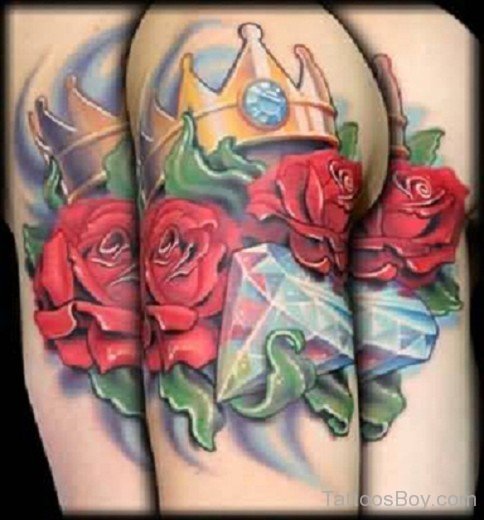 Red Rose And Crown Tattoo-TB1128
