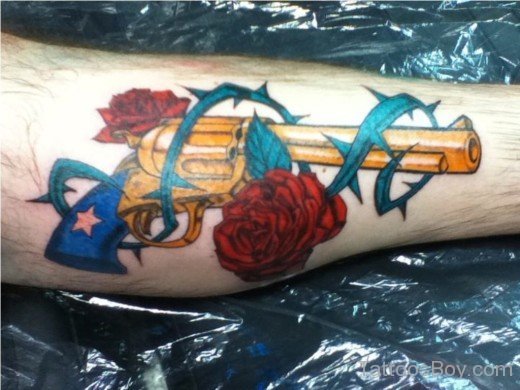 Red Rose And Gun Tattoo-TB1089