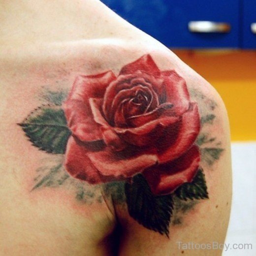 Red Rose Tattoo Design On Shoulder-TB12075