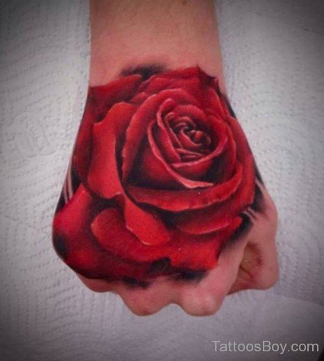 Red Rose Tattoo On Hand