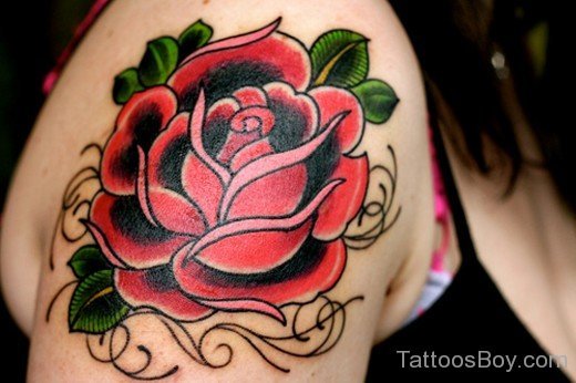 Red Rose Tattoo On Shoulder 56-TB12080