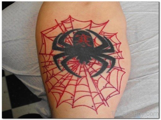 Red Spiderweb Tattoo