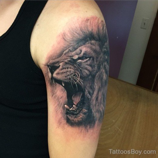 Roaring Lion Tattoo On Bicep-TB1124