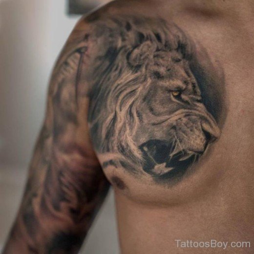 Roaring Lion Tattoo On Chest-TB1125