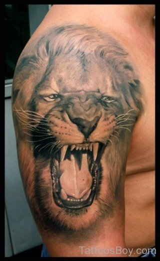 Roaring Lion Tattoo On Half Sleeve-TB1126