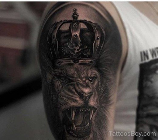 Roaring Lion Tattoo On Half Sleeve-TB1129