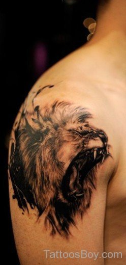 Roaring Lion Tattoo On Shoulder-TB1127