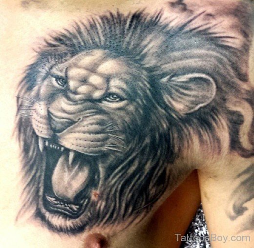 Roaring Lion Tattoo On chest-TB1098