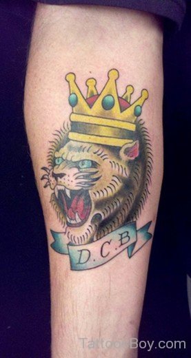 Roaring Lion With Crown Tattoo-TB1130