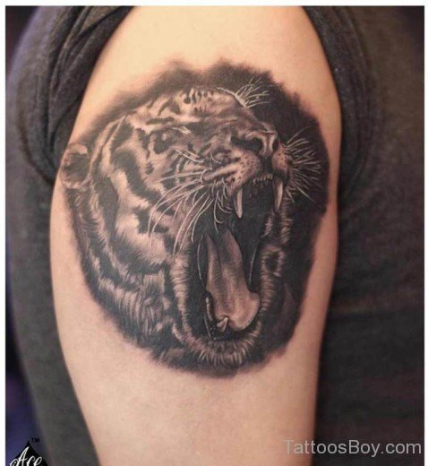 Roaring Tiger Face Tattoo-Tb119