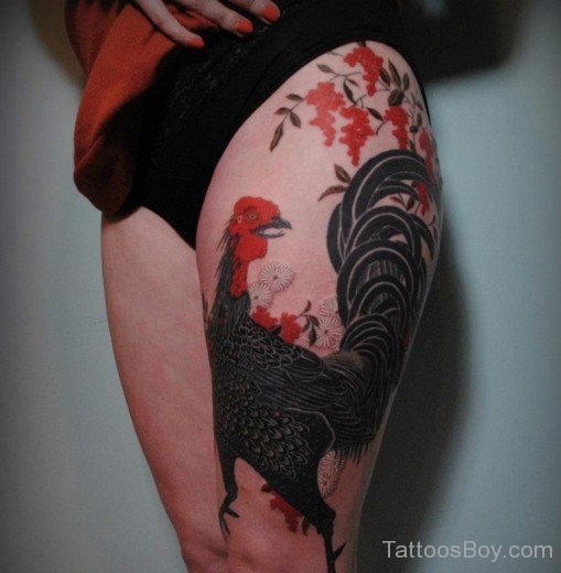 Rooster Tattoo On Thigh-TB1129